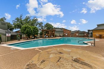 Shimmering swimming pool with sundeck