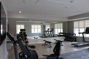 Carver apartment for rent - A spacious gym with a variety of exercise equipment.