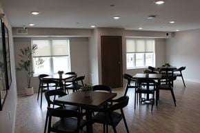 Carver apartment for rent - A dining room with a table and chairs.