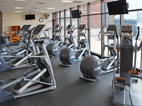 Cleveland apartment for rent - A gym with treadmills, elliptical machines, and other cardio equipment.