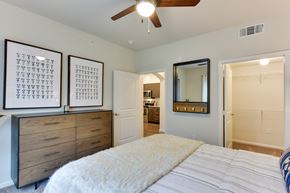 Del Valle apartment for rent - Bedroom with dresser and ensuite bathroom at Eastridge Apartments, Del Valle