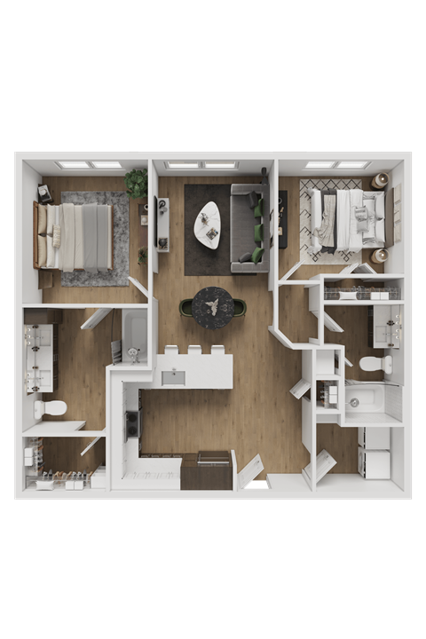 Floor plan for 2 beds, 2 baths, 1182 sqft