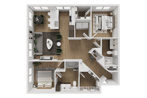 Floor plan for 2 beds, 2 baths, 1459 sqft
