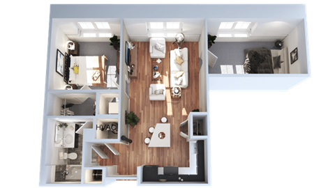 Floor plan for 1 bed, 1 bath, 795 sqft