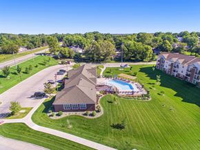 La Vista apartment for rent - an aerial view of community building and swimming pool at Andover Pointe Apartment Homes, NE, 68138