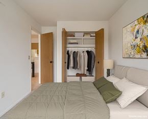 Novi apartment for rent - Azalea Layout Model Bedroom with Closet at Portsmouth Apartments, MI 48377
