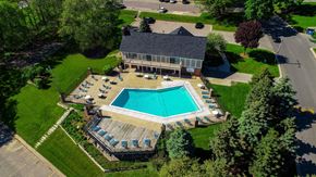Kalamazoo apartment for rent - Aerial View Of Pool at Concord Place Apartments, Kalamazoo, MI