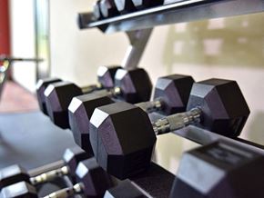 Collierville apartment for rent - Free Weights at Fitness Center at Irene Woods Apartments, Tennessee, 38017