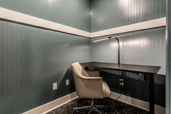 Remote office space with a desk and chair