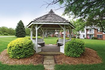 Park-like grounds with gazebo