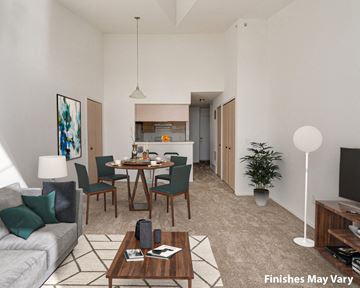 Clinton Twp apartment for rent - a living room and dining room with a couch and a table