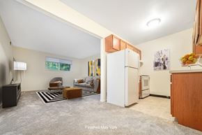 Peoria apartment for rent - Mum Kitchen and Living at Timberbrook Apartments, Illinois