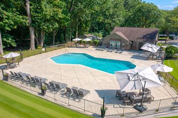 Resort-style sundeck at pool