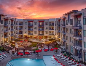 Carmel apartment for rent - Beautiful Sunset View of Resort Style Pool At Avant Apartments, 12890 Old Meridian Street, Carmel, IN, 46032
