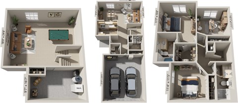 Floor plan for 3 beds, 2.5 baths, 2093 sqft