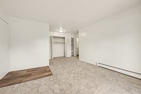 Springfield apartment for rent - A spacious room with a carpeted floor and a doorway leading to another room.