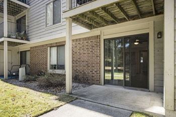 Private patio or balcony with storage