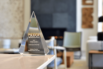 A dma award sits on a table in a living room