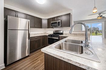 Kitchen with stainless steel appliances 