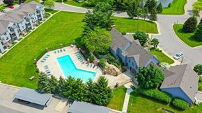 Grand Rapids apartment for rent - Aerial View of Pool and Clubhouse at Green Ridge Apartments, Michigan 49544