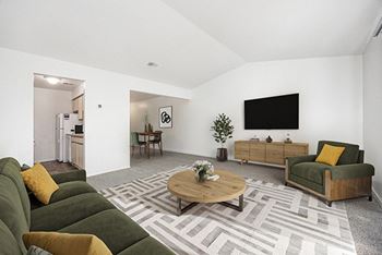 Living room with cathedral ceiling