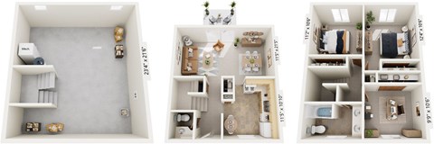 Floor plan for 3 beds, 1.5 baths, 1164 sqft