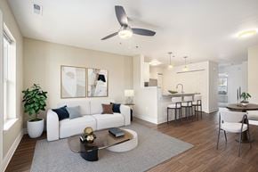 Athens apartment for rent - living room with hard surface floors at Signature Pointe Apartment Homes in Athens, AL