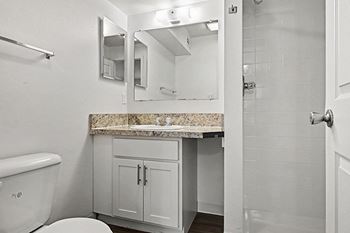 Second bath with walk-in shower in some two bedrooms