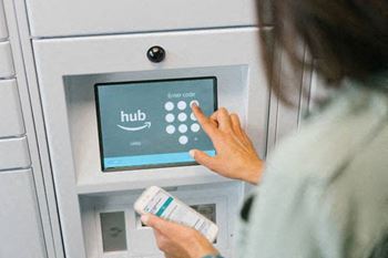 A person using a package pickup service