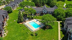 Wyoming apartment for rent - Aerial Swimming Pool View at Swiss Valley Apartments, Wyoming, Michigan