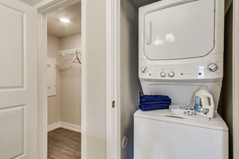 A washer and dryer in a laundry room