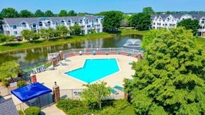 Holland apartment for rent - Aerial View of Outdoor Pool at Windmill Lakes Apartments in Holland, MI