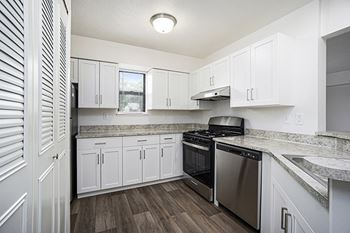 European-style kitchen with breakfast bar