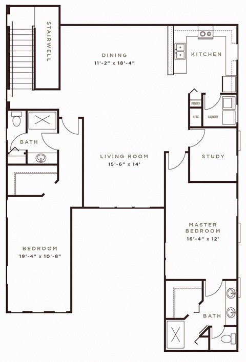 Floor plan for 2 beds, 2 baths, 1815 sqft