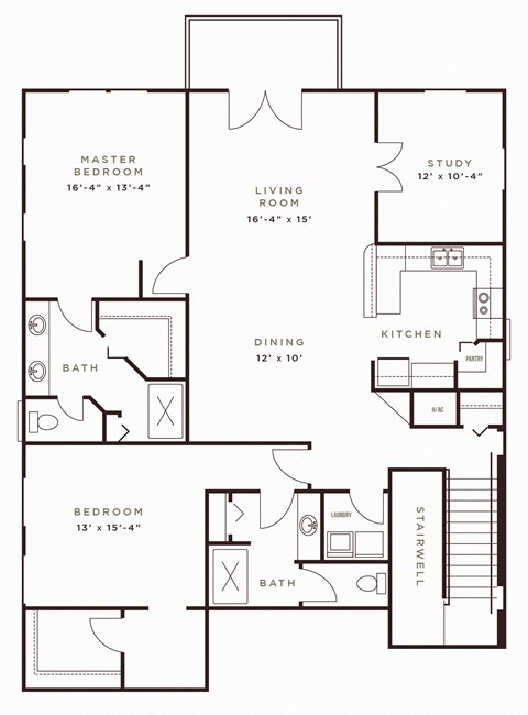 Floor plan for 2 beds, 2 baths, 1815 sqft