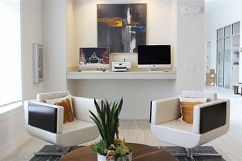 Community lounge with cyber café and conversation area