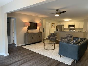 Gainesville apartment for rent - a living room with a couch and a table