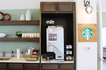 Complimentary self-serve starbucks coffee bar