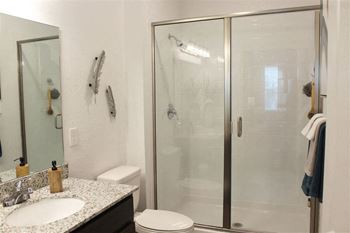 Oversized clear glass shower enclosure