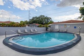 Tampa apartment for rent - a swimming pool with a house in the background