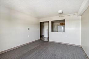 Kansas City apartment for rent - A room with a grey carpet and white walls.