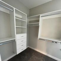 Deluxe closet system with shelving *