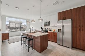 Detroit apartment for rent - Kitchen with wooden counter at Lafayette West Apartments, Detroit, MI
