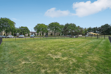 Brighton apartment for rent - A large grassy field with trees and a fence in the background.