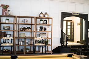 Detroit apartment for rent - a view of a room with shelves and a pool table
