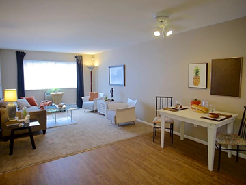 Columbus apartment for rent - a living room and dining room with a table and chairs