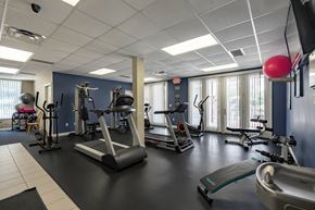 Flint apartment for rent - a gym with exercise equipment and windows in a building