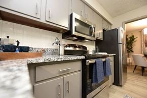 Indianapolis apartment for rent - a kitchen with stainless steel appliances and granite counter tops