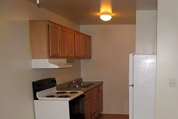 Romulus apartment for rent - a kitchen with a stove and a refrigerator