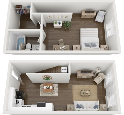 Floor plan for 1 bed, 1 bath, 792 sqft